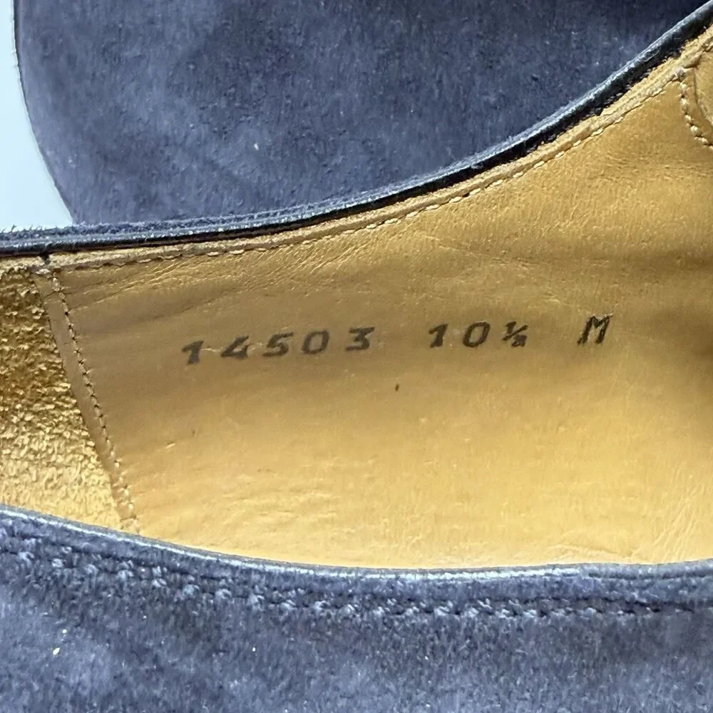 Blue Sole Vero Cuoio Oxford Shoes Men's Blue Suede 10.5M Wingtip Made in Spain